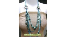 Cute Style Bcbali Blue Beaded Necklace Long Flower Chain